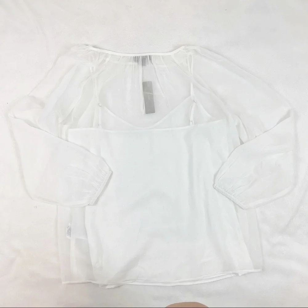 Point‎ Sur pin dot chiffon popover blouse